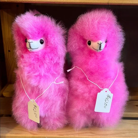 036. 100% alpaca fur Pink Fluffy Alpaca Plush Toy pink - Picture 1 of 2